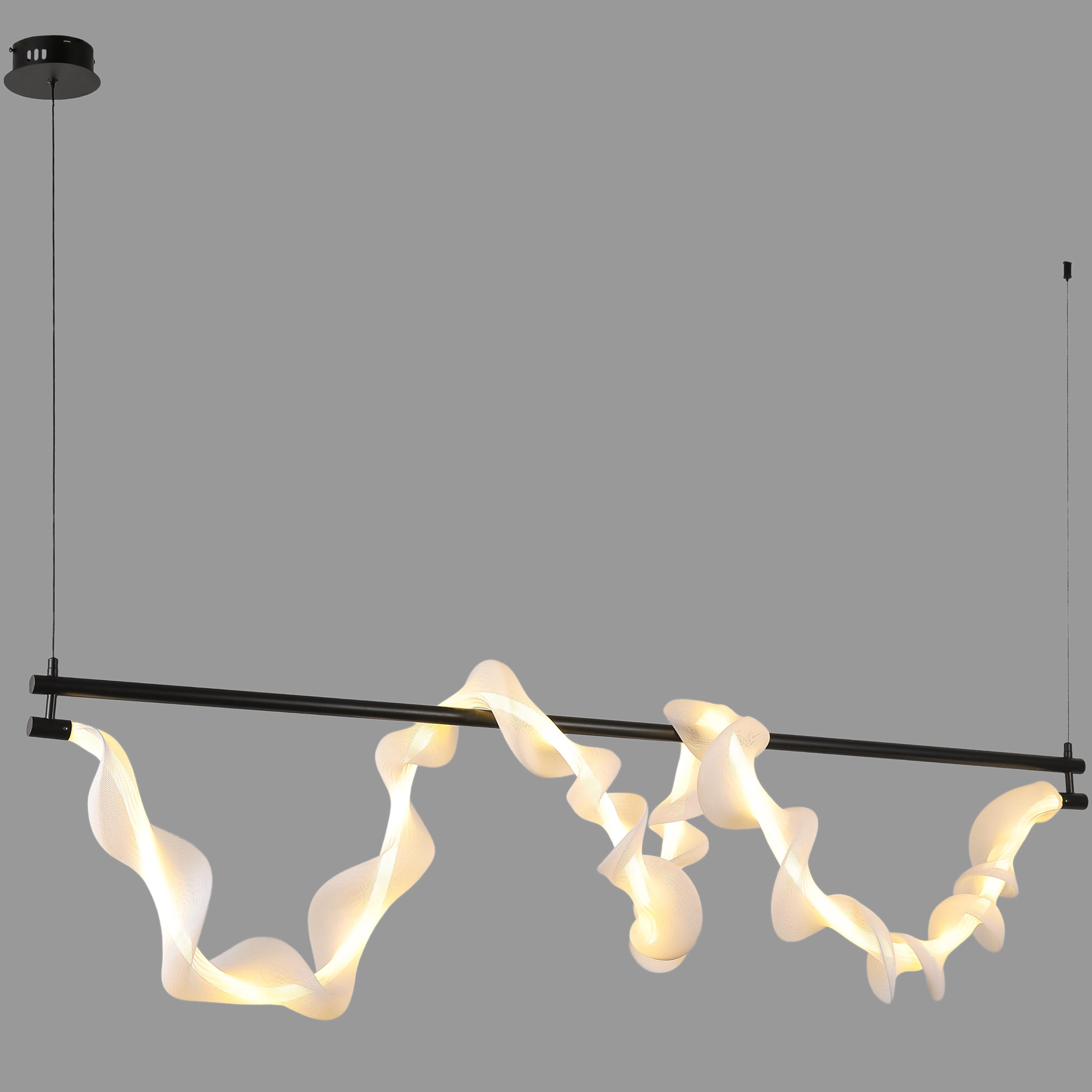 Люстра подвесная длинная из гибкого каната в стиле арт-деко Черный (81-3168 (1500) BK)