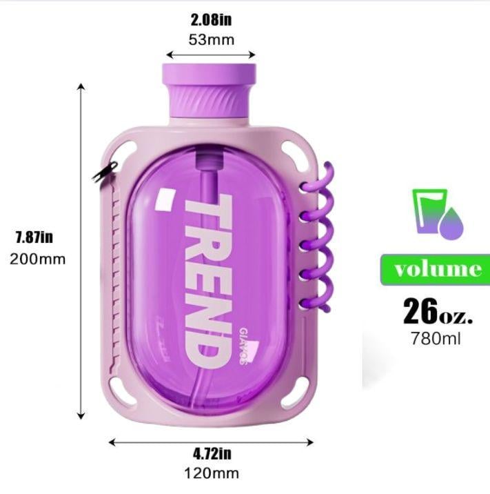 Пляшка для води герметична з антислизьким покриттям та ремінцем 780 мл Фіолетовий (2692817870) - фото 3 Пляшка для води герметична з антислизьким покриттям та ремінцем 780 мл Фіолетовий (2692817870) - фото 3