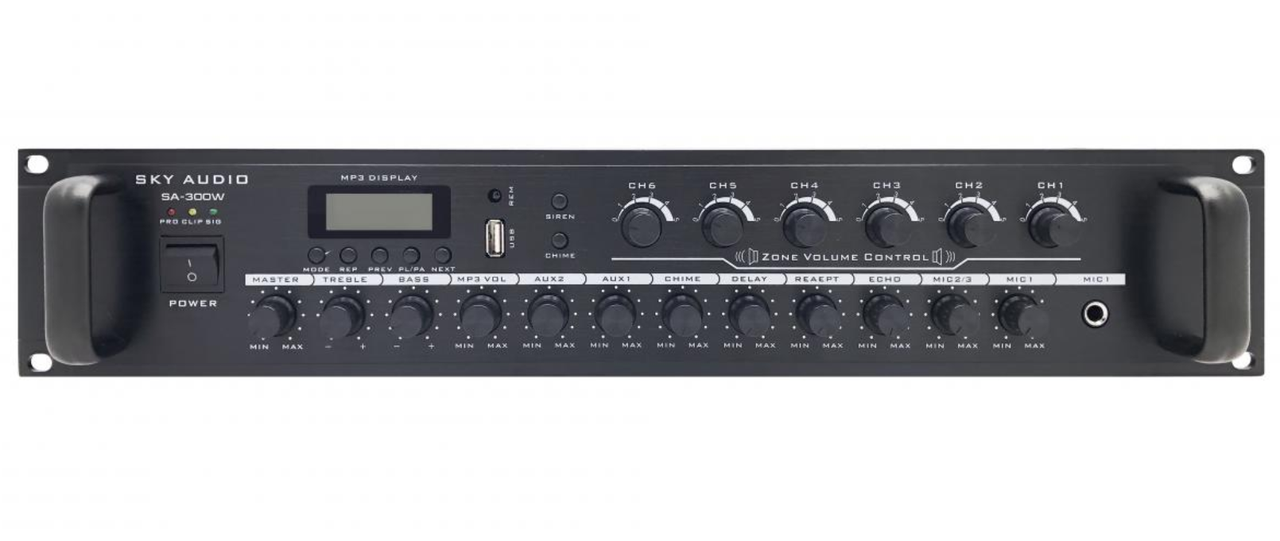 Підсилювач потужності трансляційний Sky Sound SA-300W 6 зон (25031795)