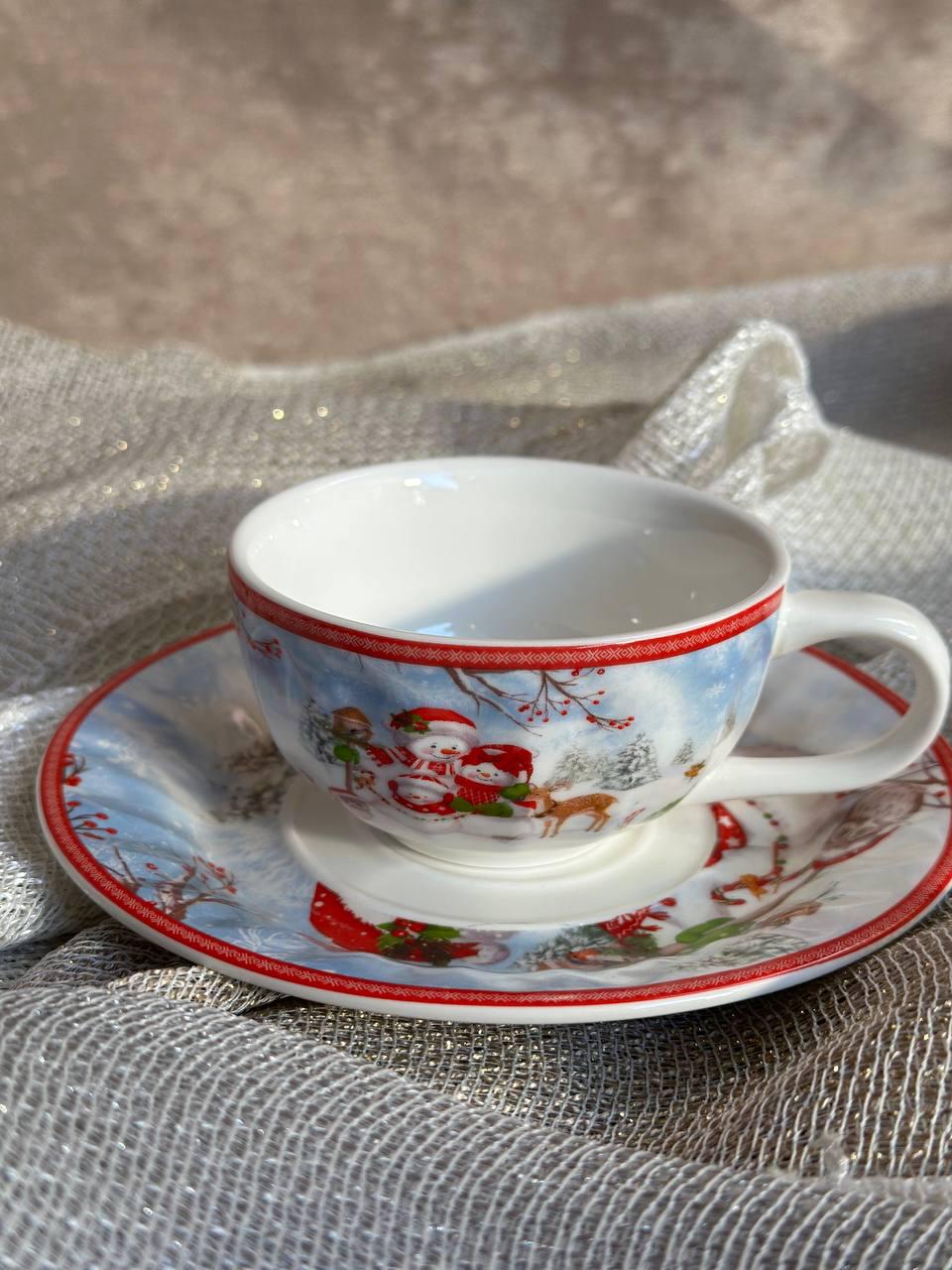 Чашка новогодняя Winter story фарфоровая с блюдцем в подарочной упаковке 120 мл 13 см (R33364) - фото 1 Чашка новогодняя Winter story фарфоровая с блюдцем в подарочной упаковке 120 мл 13 см (R33364) - фото 1