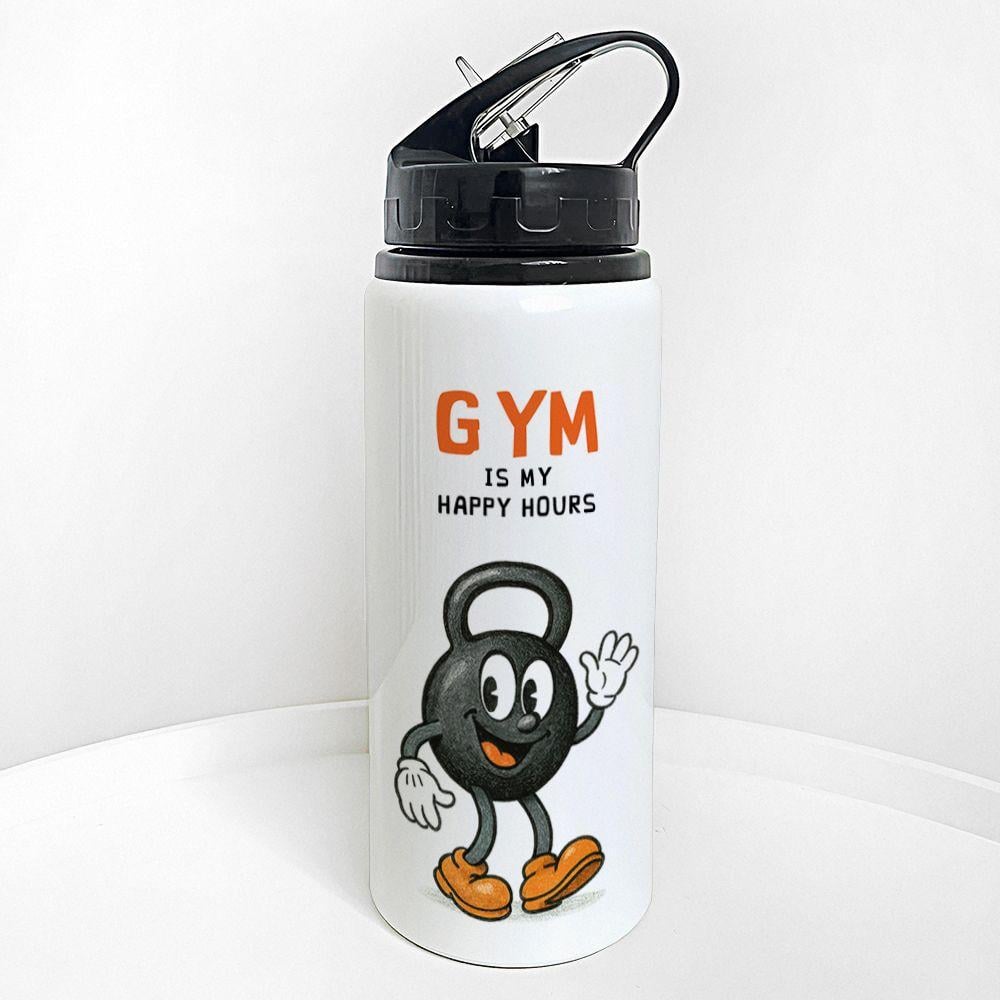 Бутылка для воды с трубочкой Presentville Gym is my happy hours 600 мл (PLV_25A046)