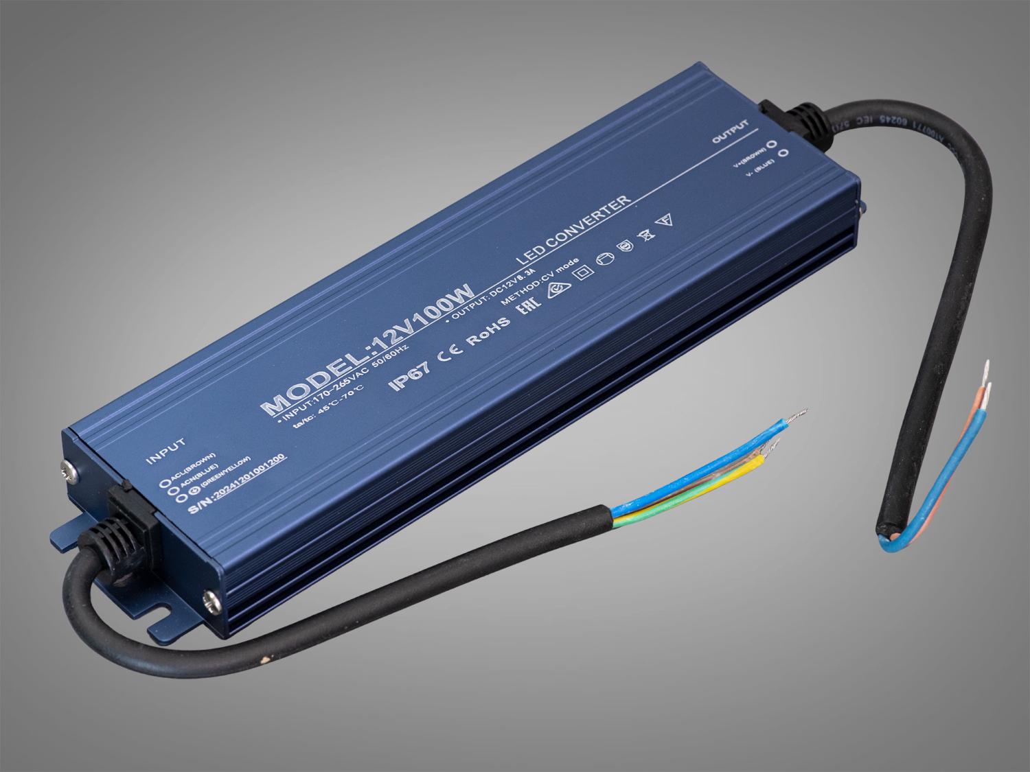 Блок питания герметичный для LED ленты 12 В 100 Вт 8,33А (PPF-PW-IP68-12 В-100w)