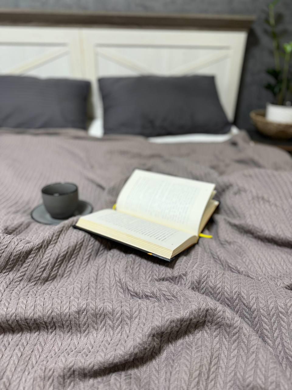 Плед-покрывало Косичка хлопковый полуторный 160х230 см Коричневый (15265813) - фото 4 Плед-покрывало Косичка хлопковый полуторный 160х230 см Коричневый (15265813) - фото 4