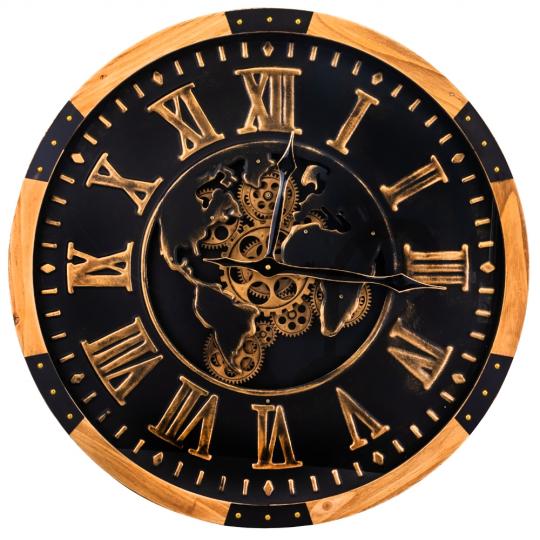 Настенные часы Elisey Карта 64 см Черно-золотые (135-81-0508-016)