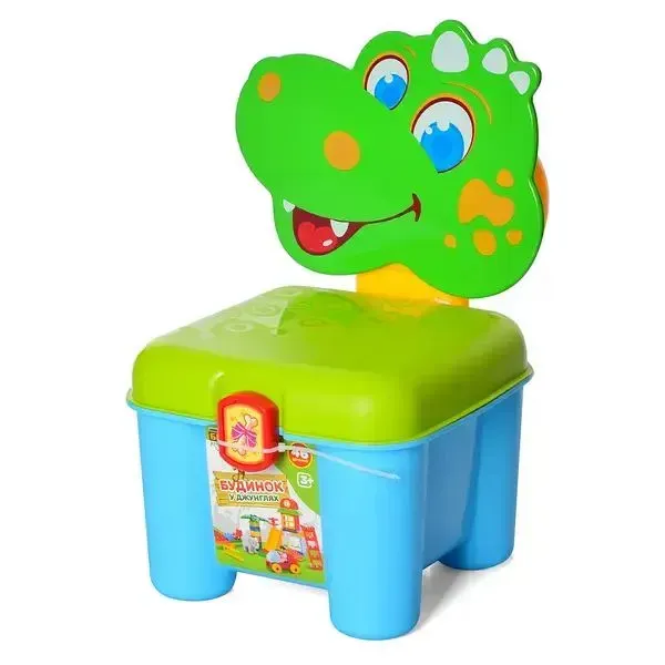 Конструктор площадка в чемодане-стульчике Крокодил из пластика 35х22 см Голубовато-зеленый (150-98-3166A.3)