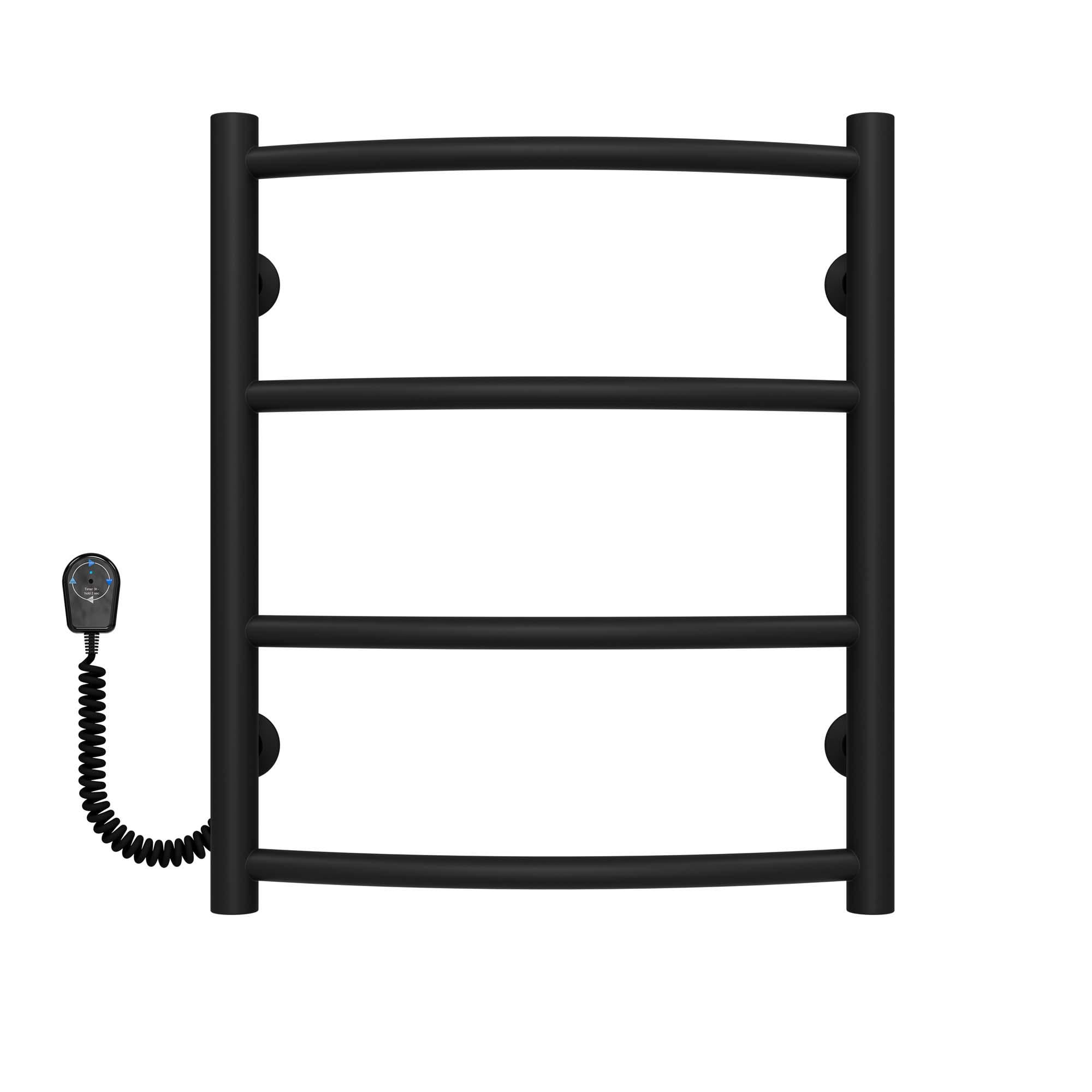 Полотенцесушитель электрический Deffi Классик П4 EF16 левое подключение нержавеющая сталь 400х500 мм Черный (C.DK.50.40.4.EBL5)