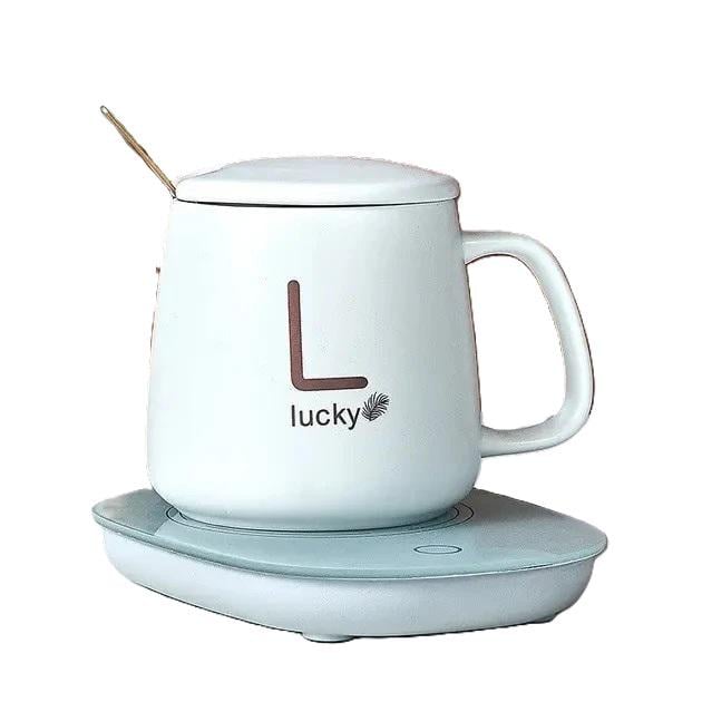 Чашка с ложечкой и подставкой для подогрева до +55°С 400 мл Белый (LUW400)