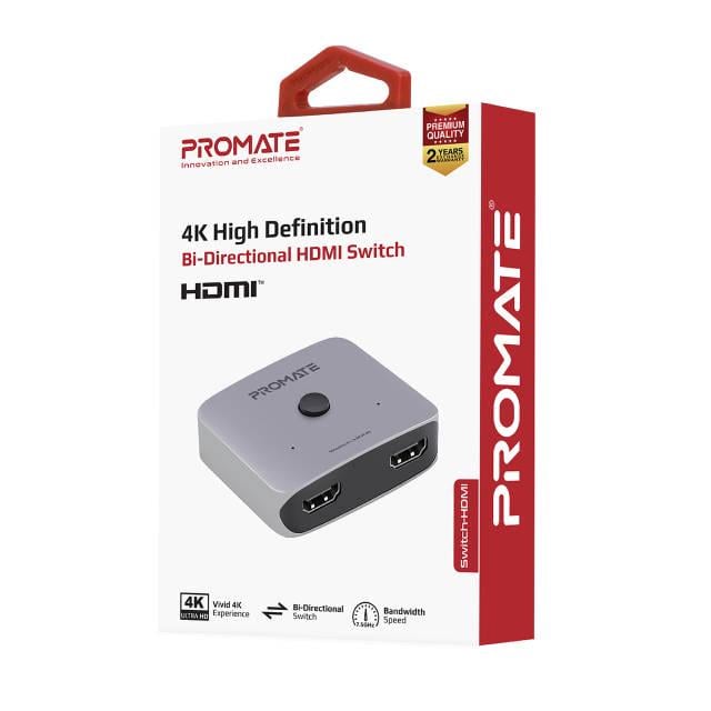 Світч двонаправлений Promate Switch-HDMI 4K 60Hz Silver - фото 7