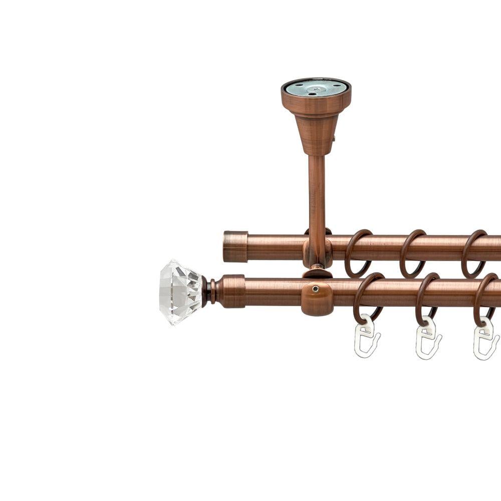 Карниз Orvit Спектралія металевий дворядний відкритий до стелі гладка труба кільце металеве 16/16 мм 300 см Мідь (00-00020209)