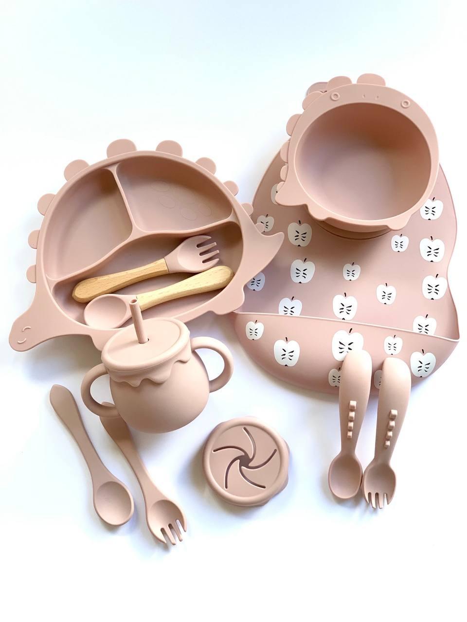 Набор детской силиконовой посуды на присосках 5 пр. (2518)