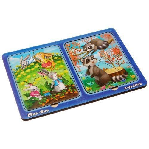 Пазли в рамці Зайчики та єнотики (13398)