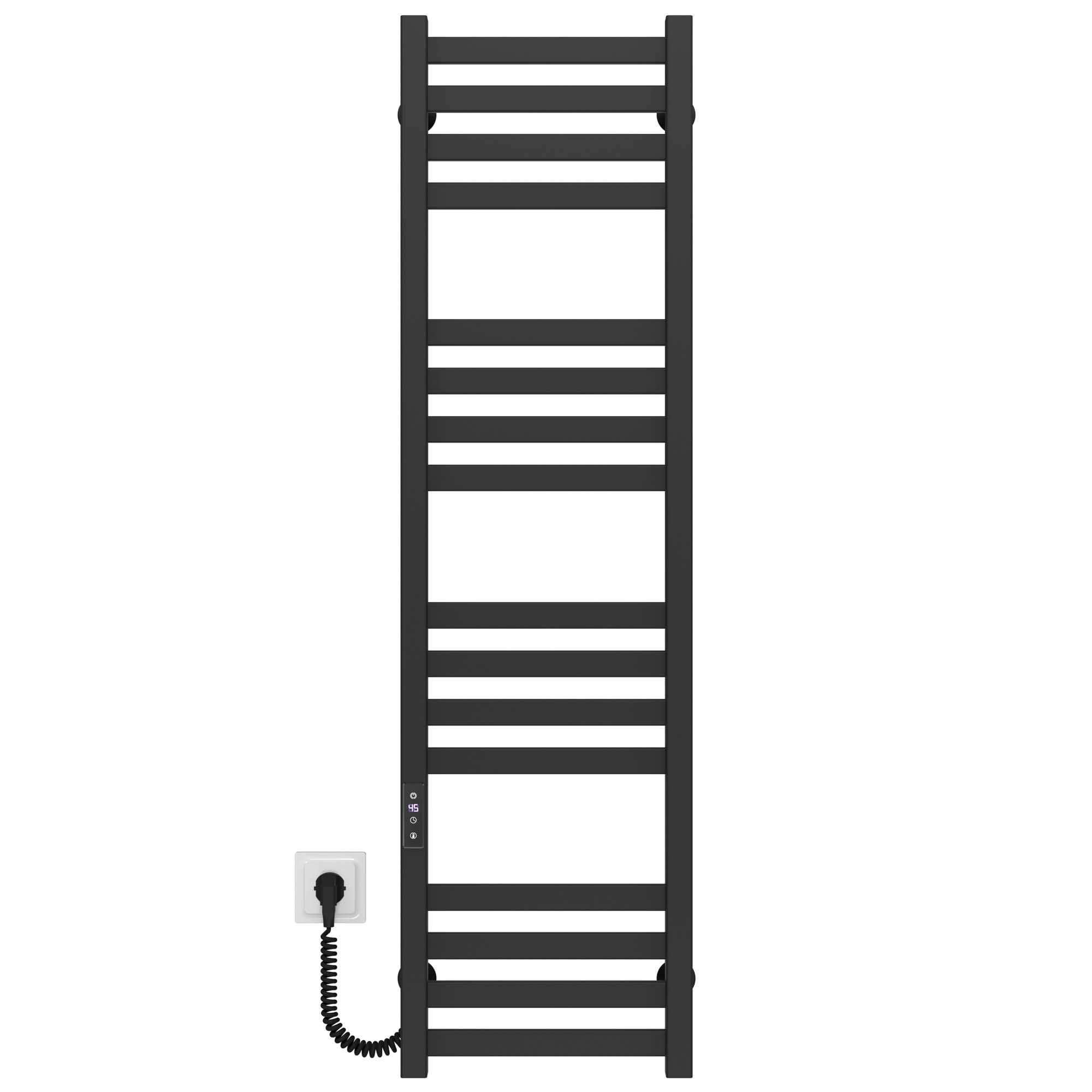 Полотенцесушитель электрический Deffi Magnus П16 JD04 левое подключение нержавеющая сталь 200х1200 мм Черный (A.MA.120.20.16.E.B.L.2)