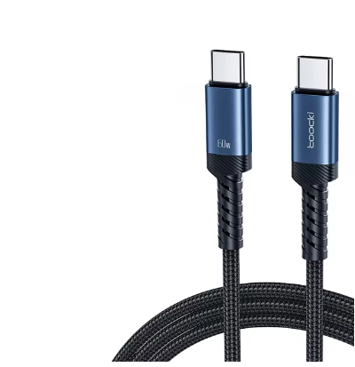 Кабель Toocki 60w/5A Type C-Type C 1 м Синій (TQ-X65AC2CC1BLU60)