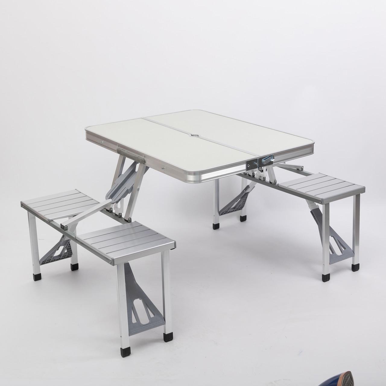 Стіл-трансформер складаний алюмінієвий та 4 стільці (6855) - фото 2 Стіл-трансформер складаний алюмінієвий та 4 стільці (6855) - фото 2