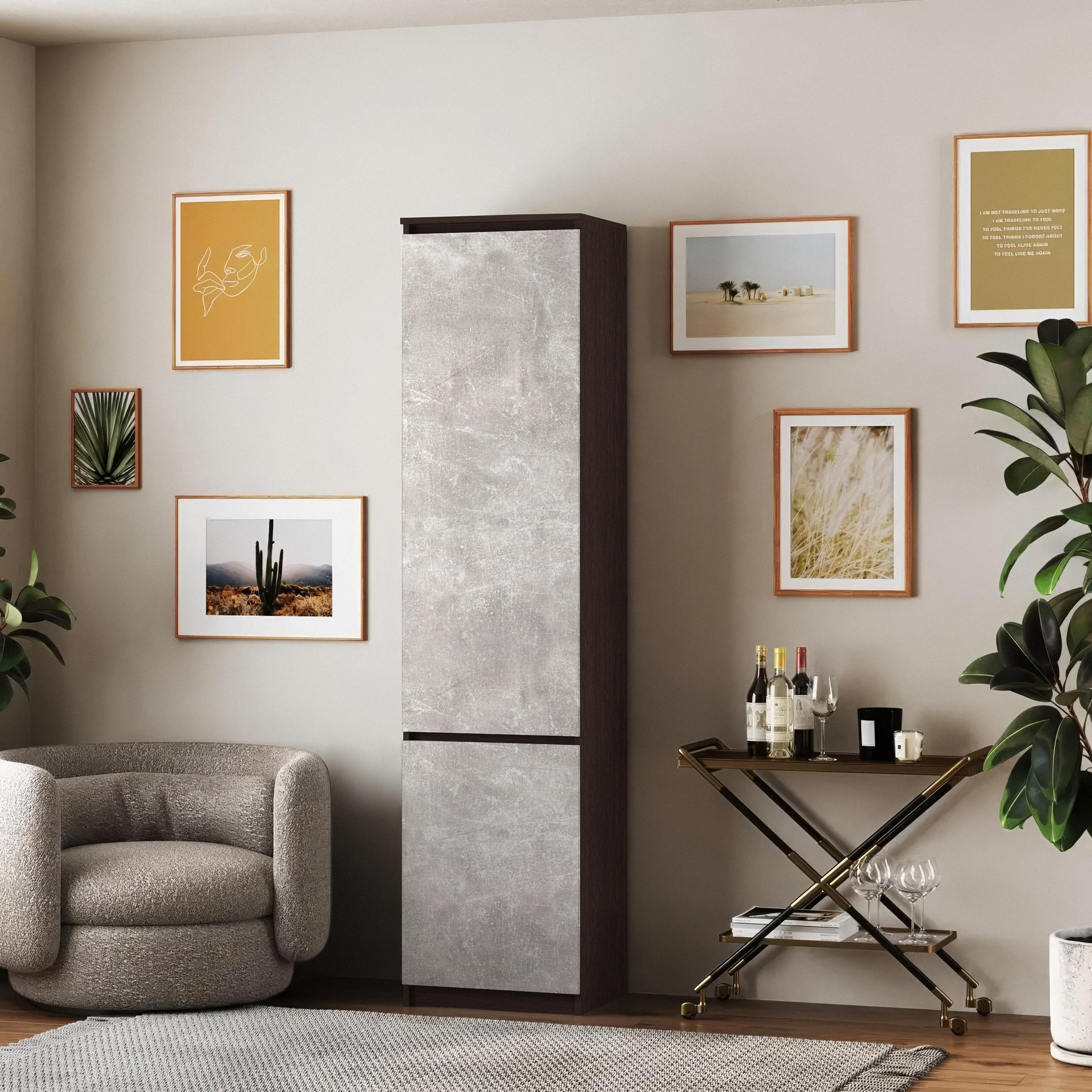 Шафа-пенал зі штангою T-218 500х498х2117 мм Венге Магія/Бетон - фото 1