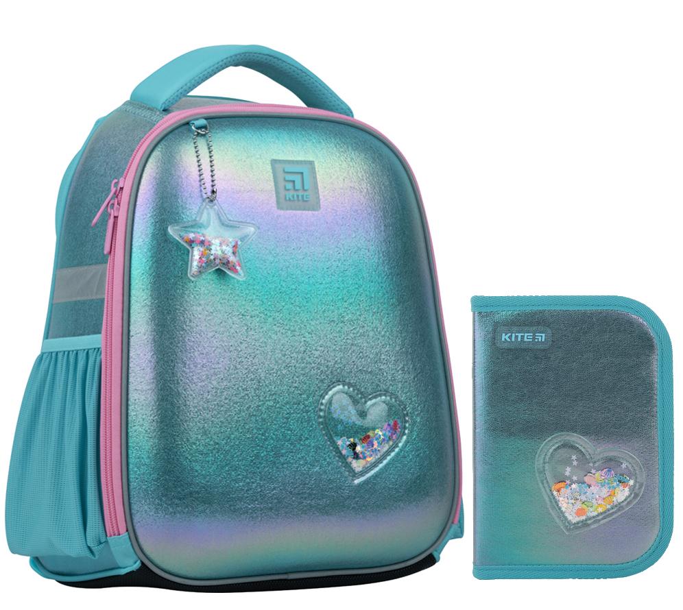 Набор школьный рюкзак Kite Education Shiny каркасный и пенал (202265)