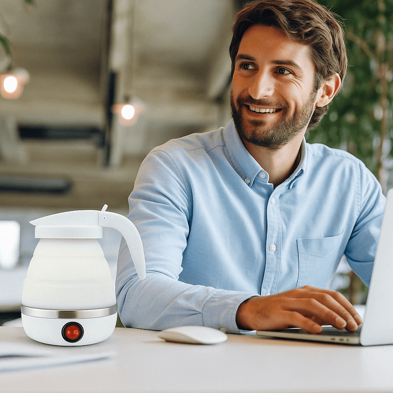 Электрочайник складной силиконовый Electric Kettle White - фото 3