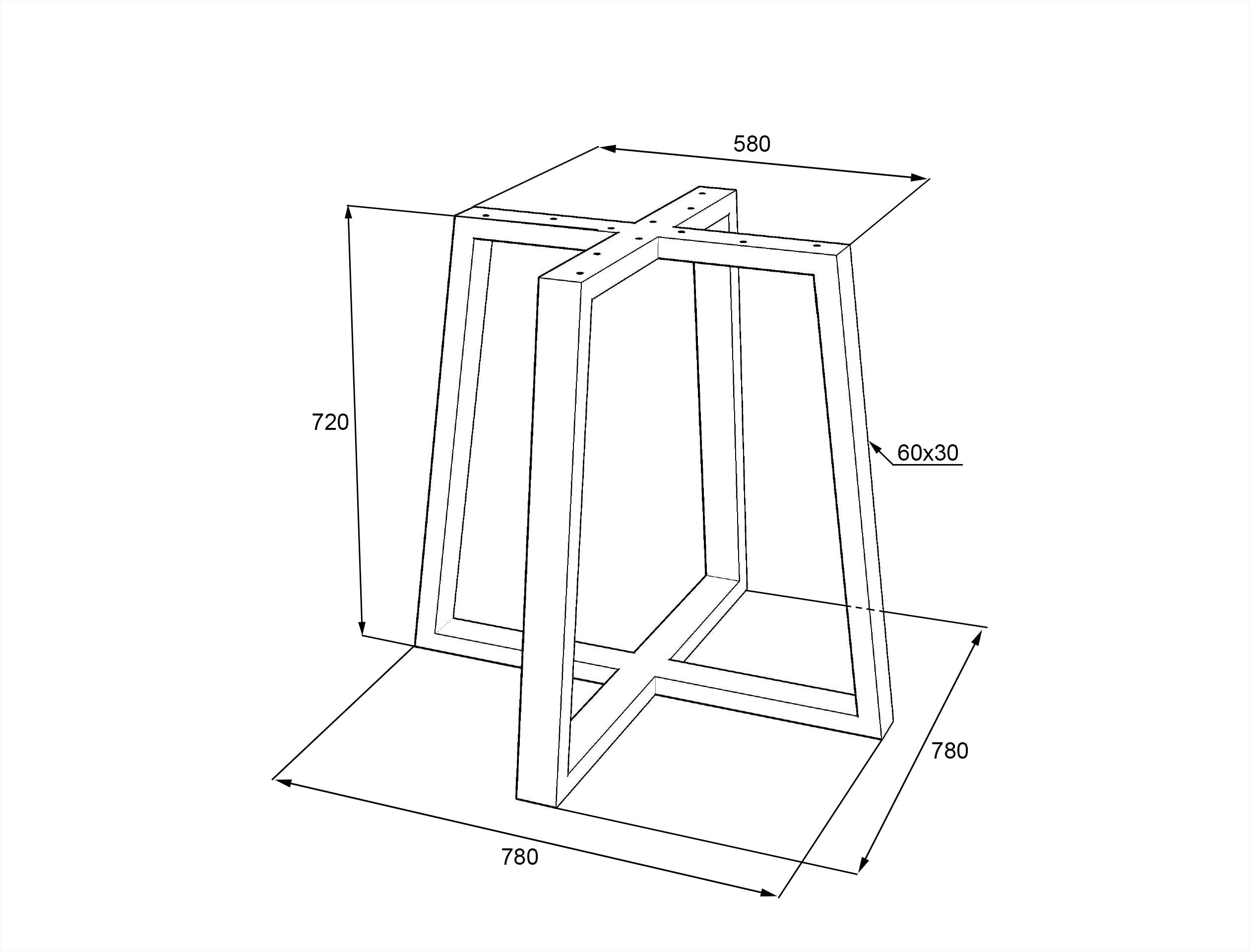 Опора для стола Lofty Серия 20 из металла ширина 580х780 мм Черный - фото 2 Опора для стола Lofty Серия 20 из металла ширина 580х780 мм Черный - фото 2