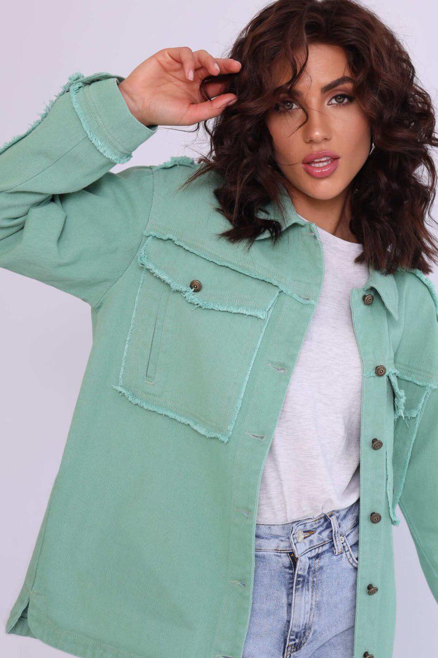 Куртка женская джинсовая сафари р. 48 Изумрудный (527\8)