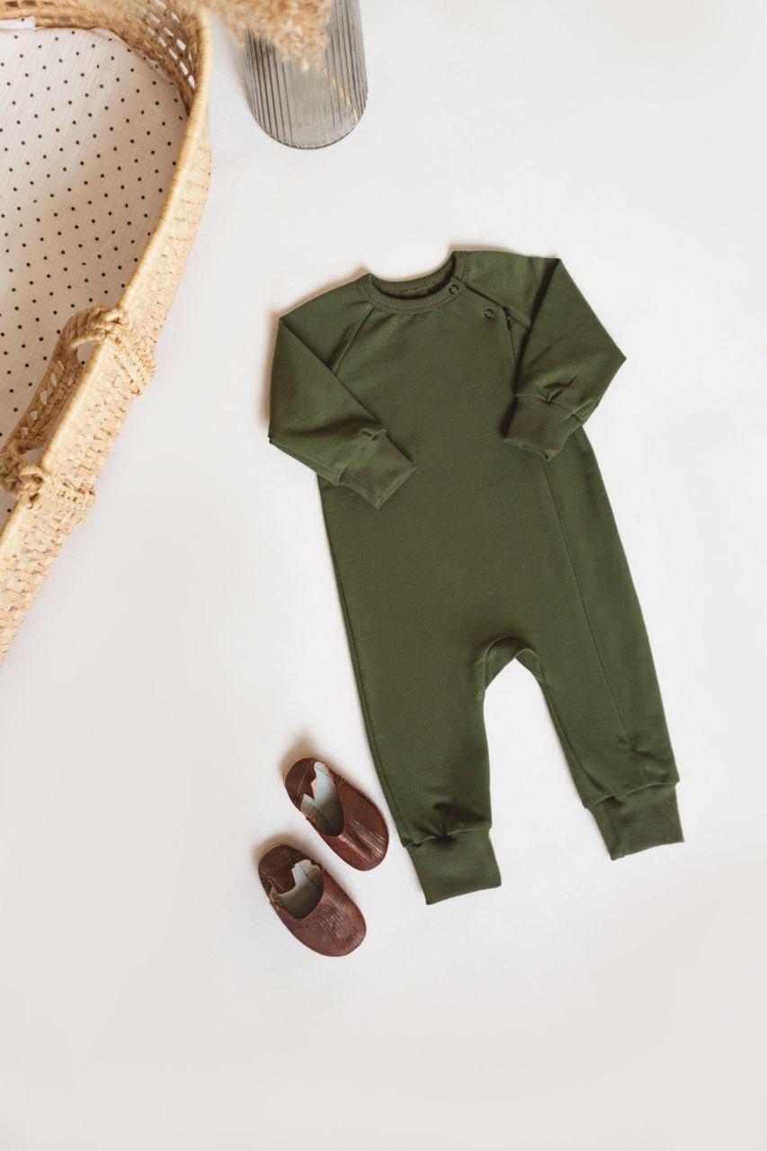 Ромпер детский из двунитки на молнии 92 см Хаки (2685775291)