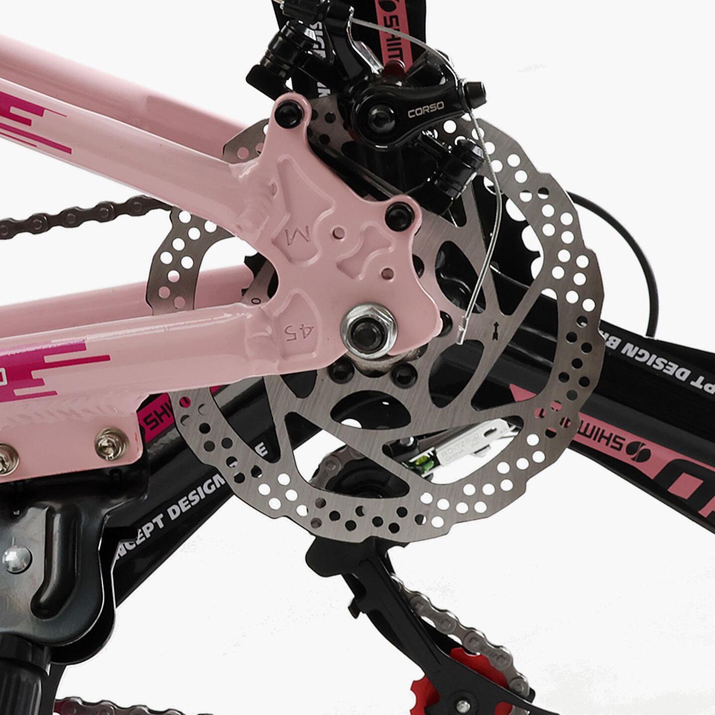 Велосипед горный подростковый алюминиевый Corso Evolution 24" литые диски рама 11" Розовый - фото 5 Велосипед горный подростковый алюминиевый Corso Evolution 24" литые диски рама 11" Розовый - фото 5