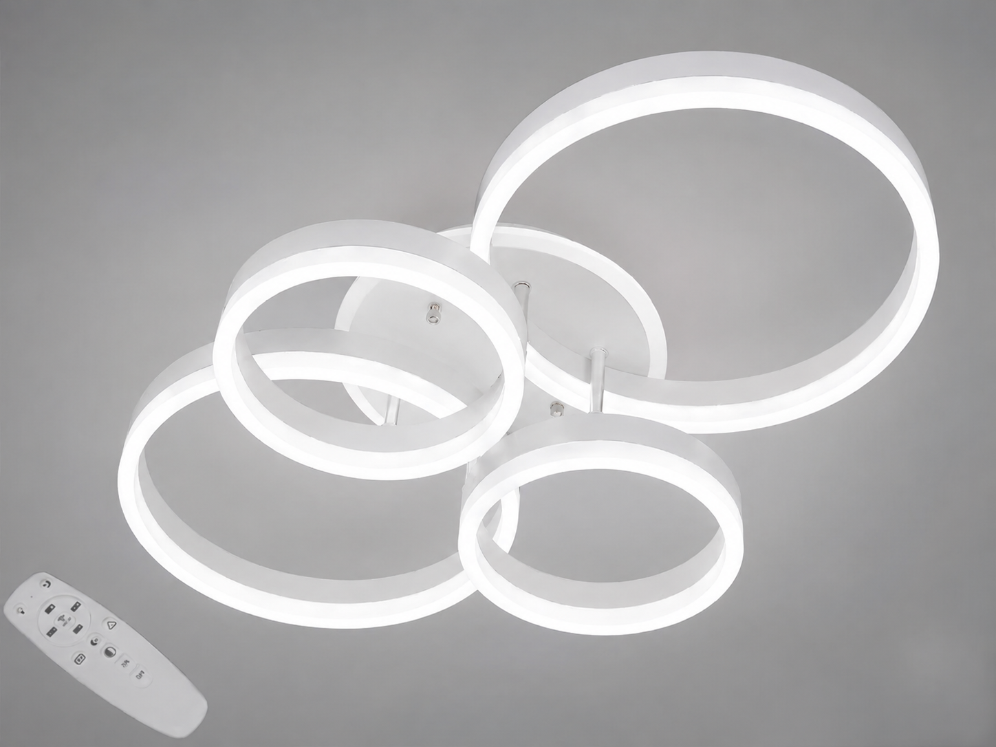 Люстра потолочная LED 4 кольца/диммер пульт/80W Белый (2542WH LED 3color dimmer)