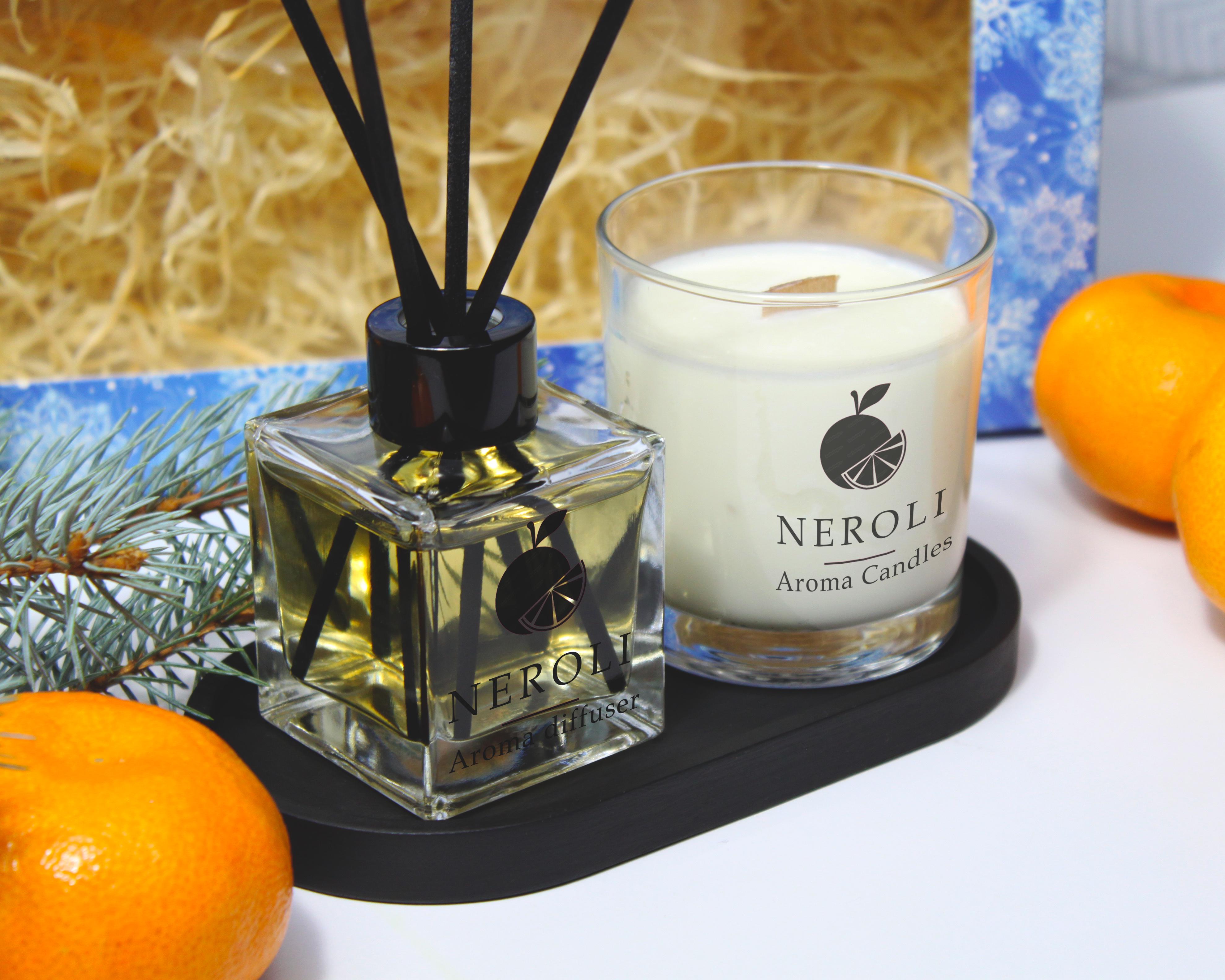 Набор подарочный Аромадиффузор Neroli Black Opium 100 мл/соевая аромасвеча Банановый хлеб 200 мл/подставка гипсовая Черный - фото 4
