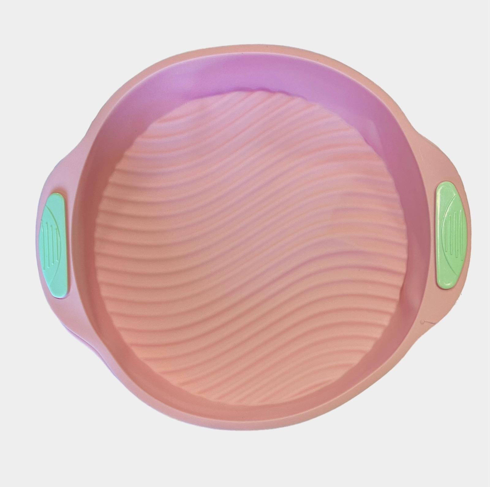 Силіконова форма для випічки кругла з рифленим дном 24x26x4,5 см Рожевий