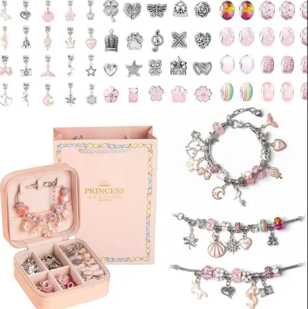 Дитячий набір Pink Style Braclet Kit для створення шарм-браслетів та підвісок з 66 предметів в подарунковому боксі (72879943) - фото 6