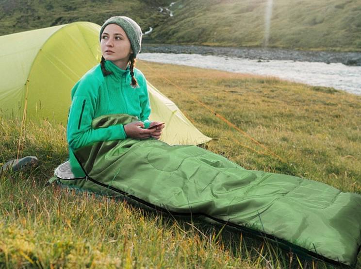 Спальный мешок с капюшоном-туристическое одеяло Bass Polska BH 41998 2в1 Зеленый (18057228) - фото 8