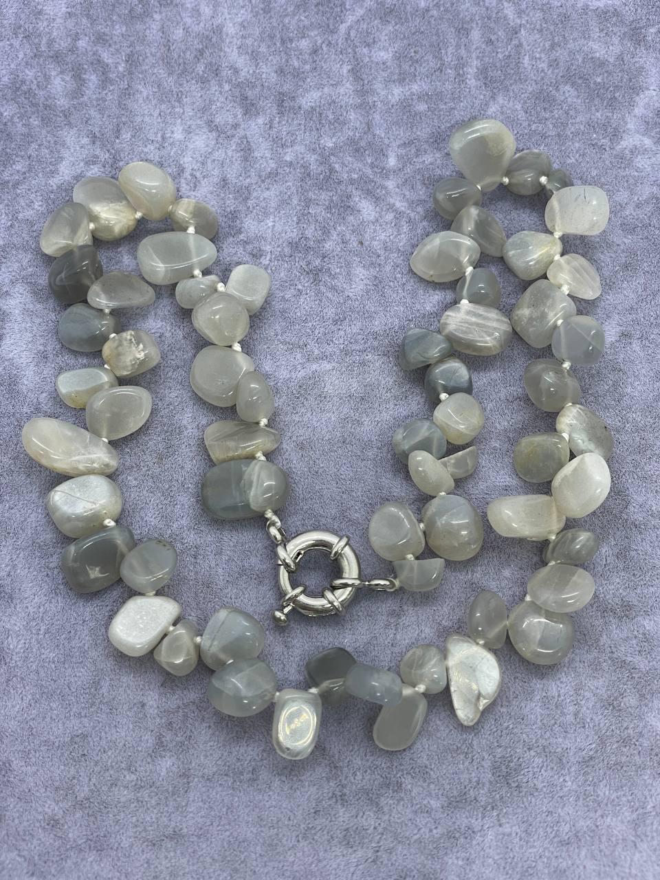 Бусы агат 44 см Серый (555-4)