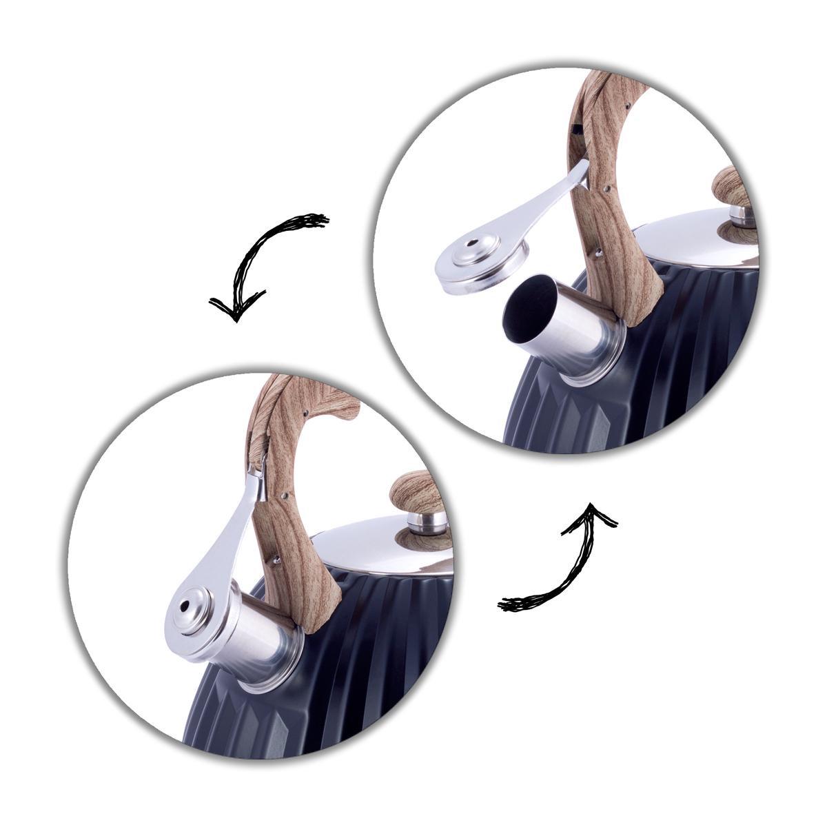 Чайник Kamille из нержавеющей стали со свистком 3 л Черный (14880124) - фото 4 Чайник Kamille из нержавеющей стали со свистком 3 л Черный (14880124) - фото 4