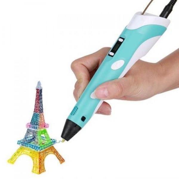 3D-ручка Pen 2 c LCD дисплеем и пластиком для рисования 2 Синий (1082626228) - фото 4