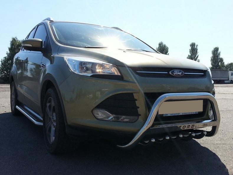 Кенгурятник WT004 CAN для Ford Kuga/Escape 2013-2019 гг. нержавеющая сталь Хром