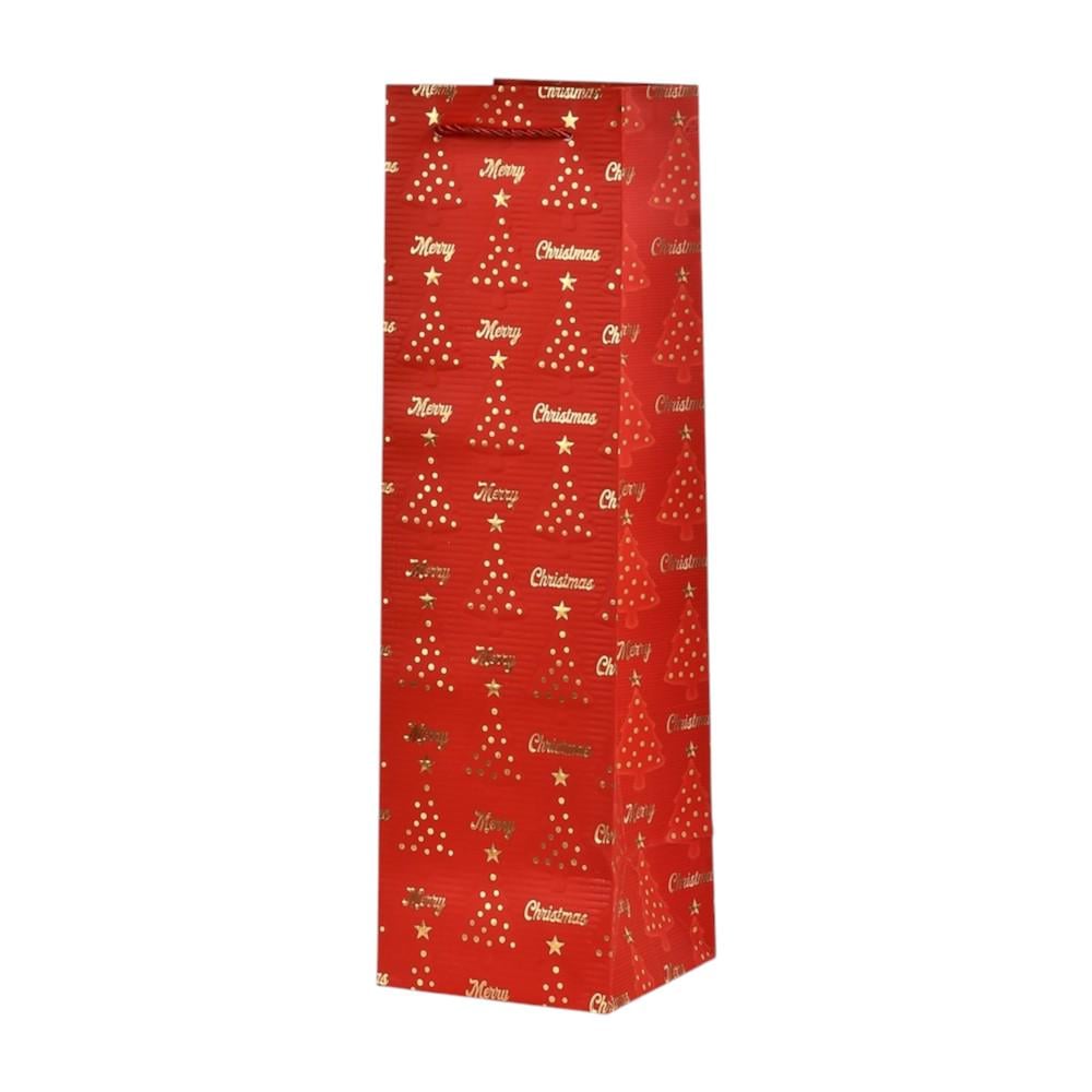 Подарочный пакет под бутылку Stenson Christmas tree с ручками 11х11х38 см Красный (R32995) - фото 1 Подарочный пакет под бутылку Stenson Christmas tree с ручками 11х11х38 см Красный (R32995) - фото 1