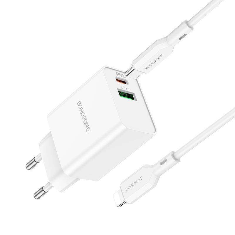 Сетевое зарядное устройство Borofone Type-C to Lightning Cable Resource charger BA69A White (10307312) - фото 4