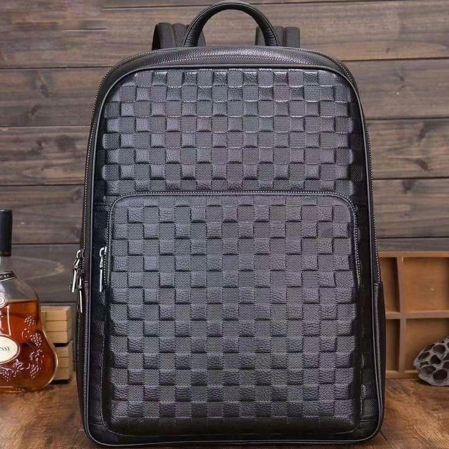 Рюкзак мужской Tiding Bag кожаный городской для ноутбука и документов Черный (13292)