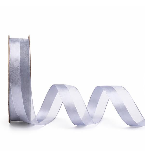 Лента органза с атласом 25 см x 46 м Серебряный (10733)