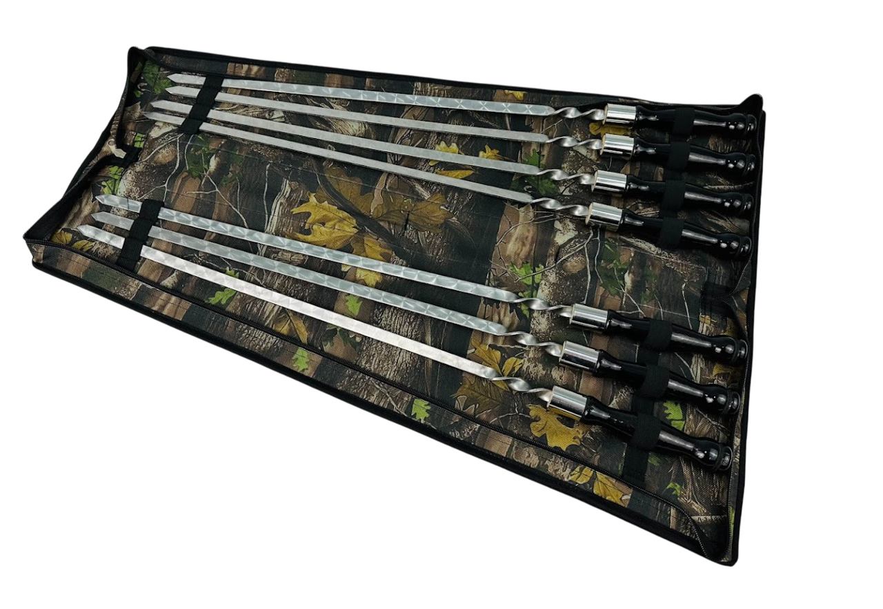 Набор шампуров комбинированный Блэк 7 предметов для пикника из нержавеющей стали в чехле 65 см Черный (124-10-NB-2274)