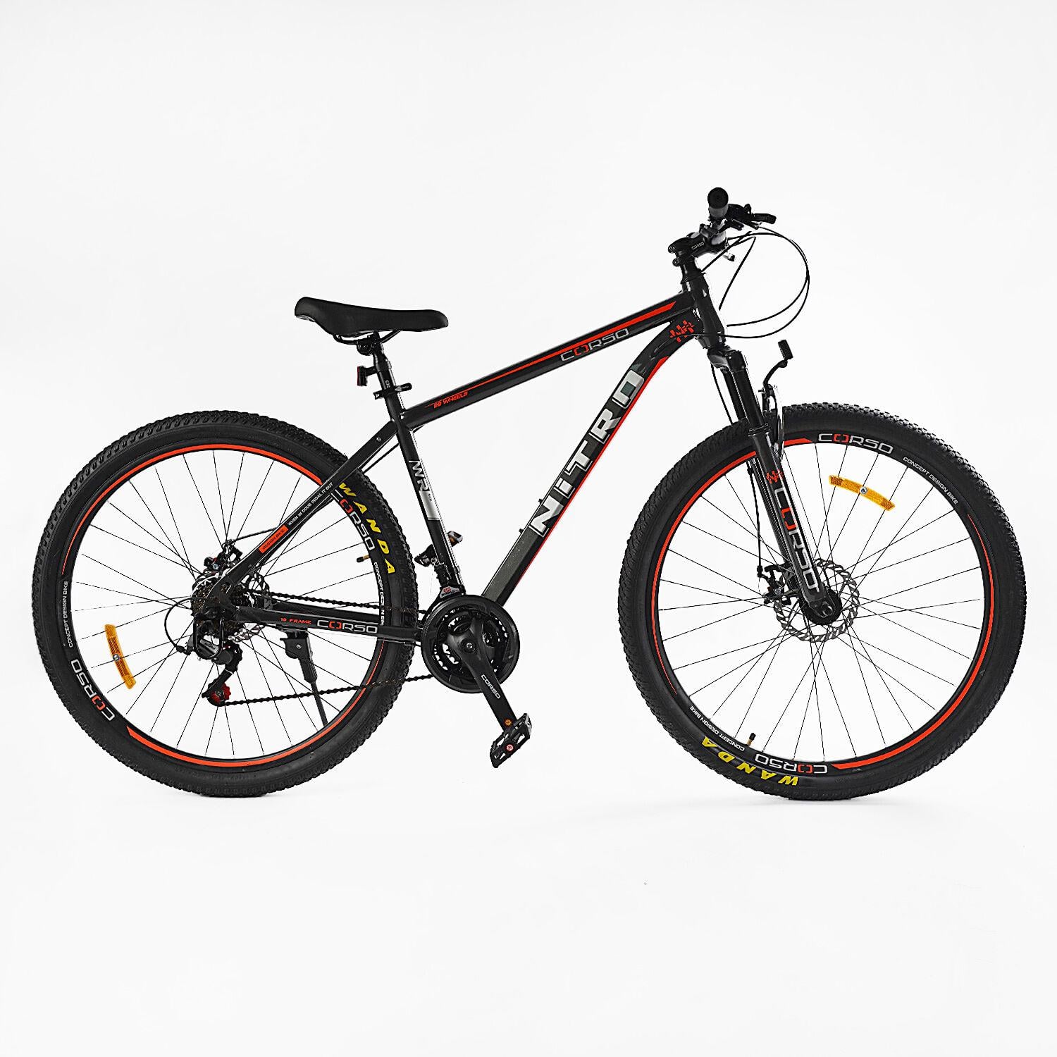 Велоcипед спортивный Corso Nitro 29" рама стальная 19"/оборудование SunRun/собранный на 75% Black/Red (159007)