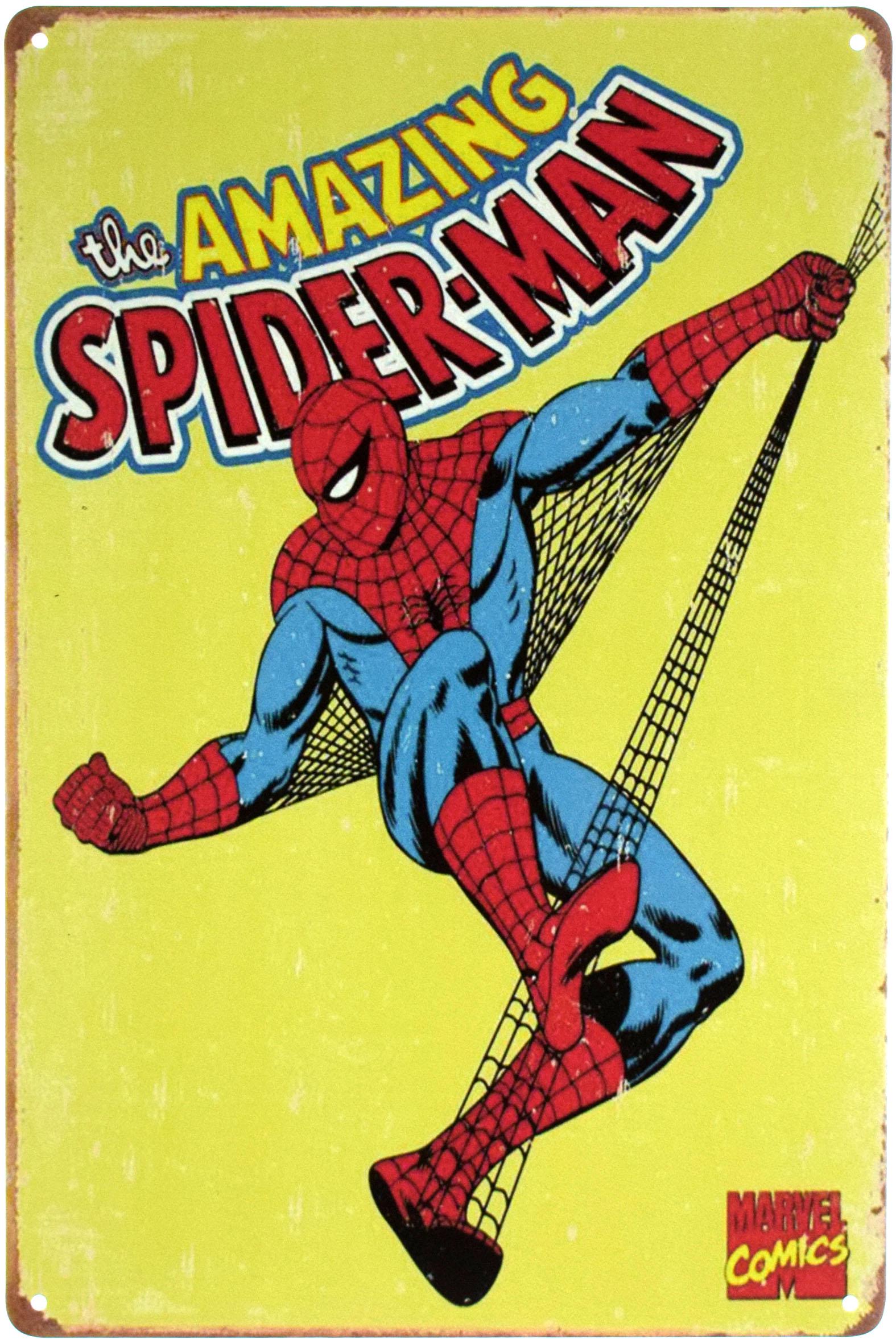 Табличка металева Неймовірна Людина-Павук Жовтий Фон/The Amazing Spider-Man 20x30 см