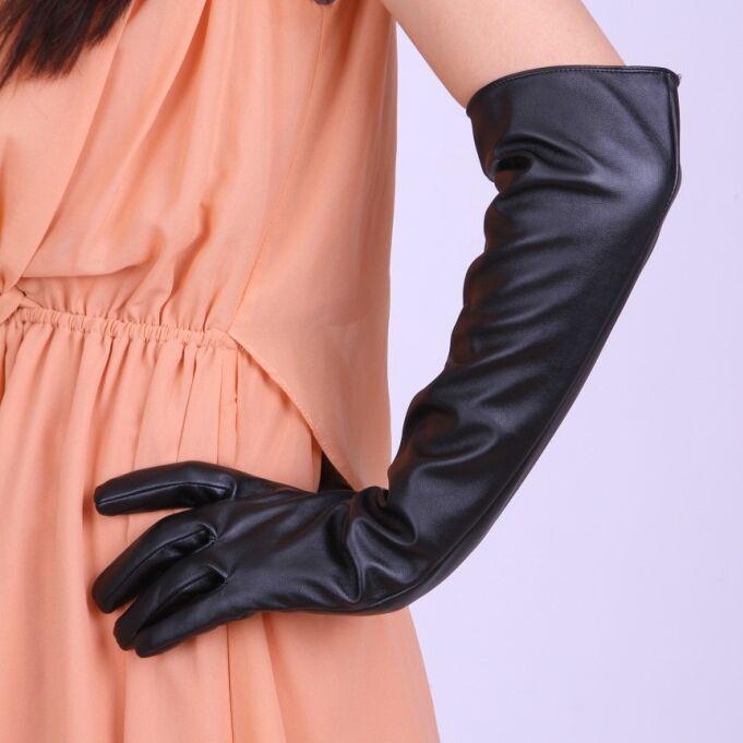 Перчатки женские высокие из экокожи L Черный (19062429) - фото 10 Перчатки женские высокие из экокожи L Черный (19062429) - фото 10