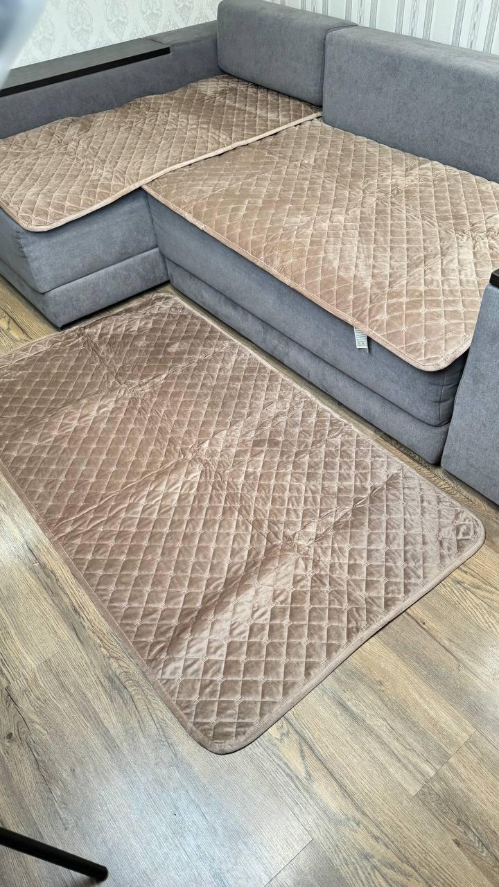 Комплект велюровий покривало на диван 90х210 см/накидки 2 шт. 90х160 см Капучино (П4К-am-divandek-0022) - фото 4 Комплект велюровий покривало на диван 90х210 см/накидки 2 шт. 90х160 см Капучино (П4К-am-divandek-0022) - фото 4