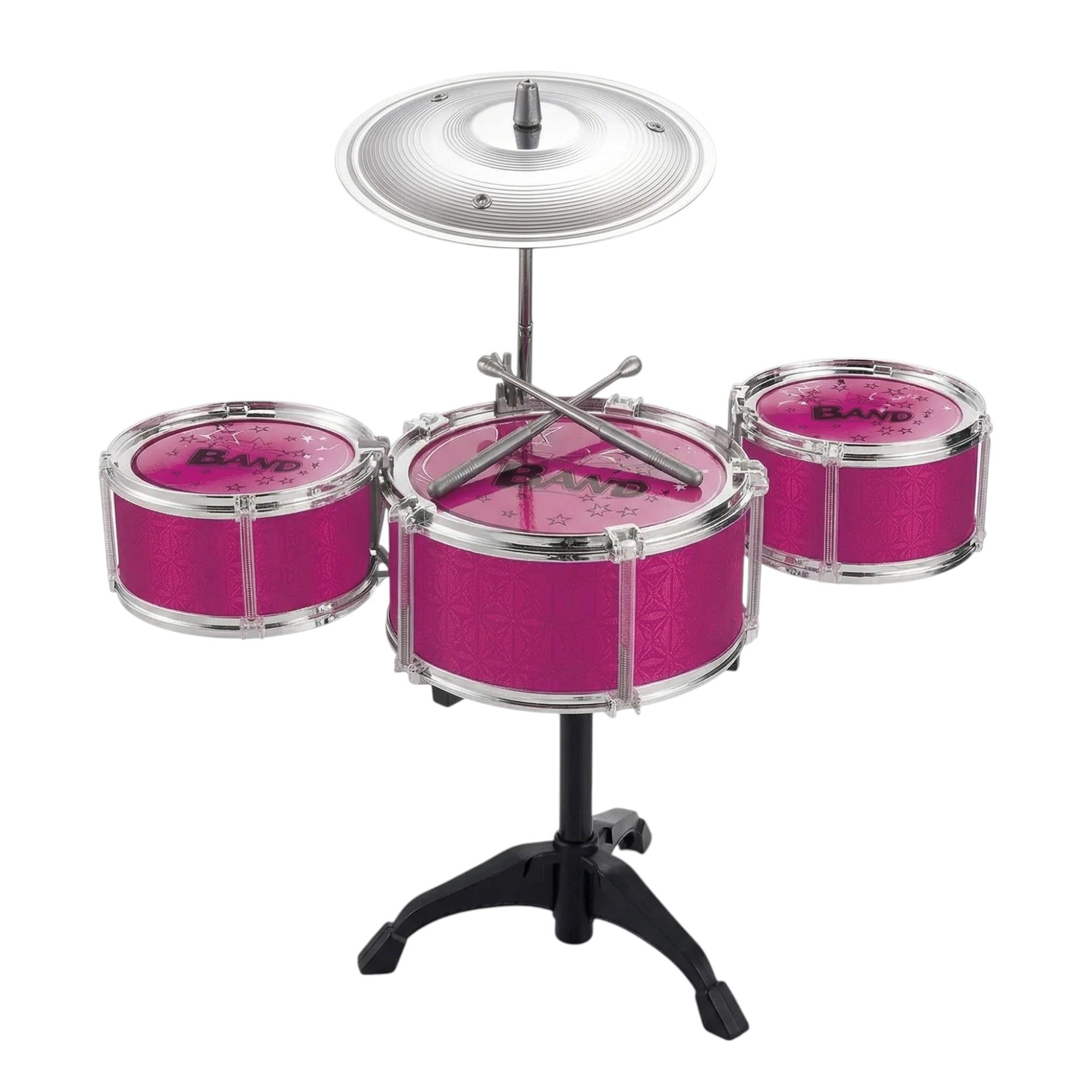 Дитяча барабанна установка TH 337-3 3 барабани металевий диск палички 40х18х43 см в коробці Рожевий Дитяча барабанна установка TH 337-3 3 барабани металевий диск палички 40х18х43 см в коробці Рожевий