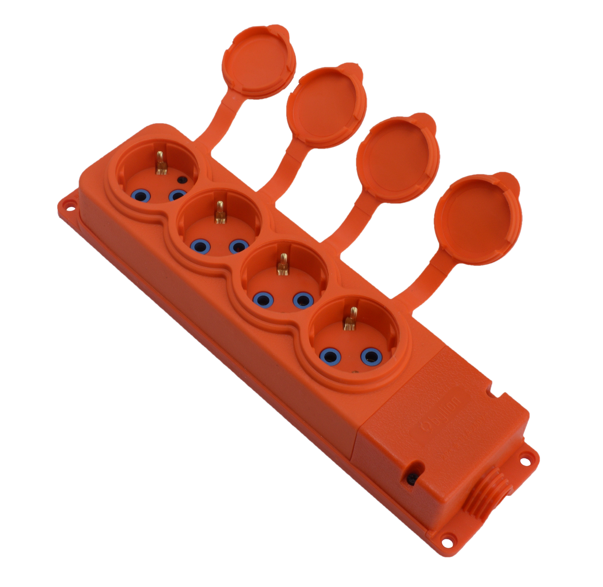Колодка каучуковая Horoz Electric с заземлением и крышкой 4 гнезда Оранжевый (13043850)