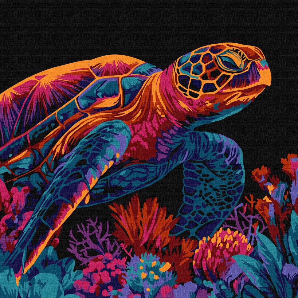 Картина за номерами Ideyka Загадкова черепаха 30x30 см Різнокольоровий (PM-194-K-1572)