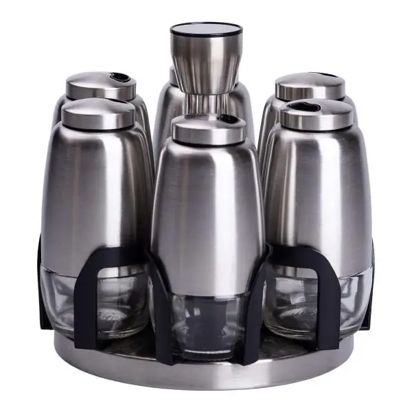 Набір баночок для спецій YIWU на поворотній підставці 6 шт. по 120 мл Хром (147-107-HP-1300)