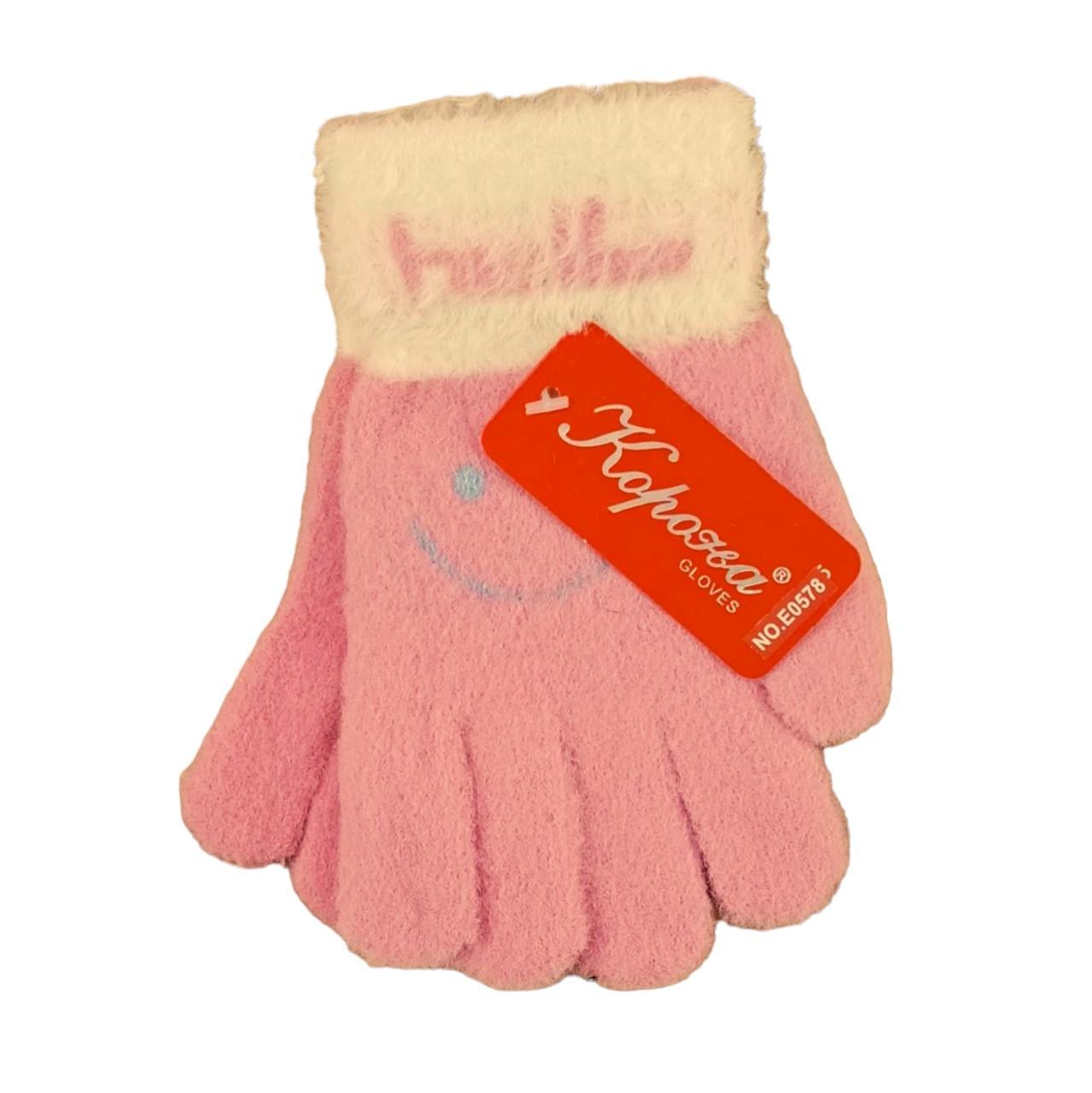 Перчатки детские Hello Smile Альпака осень/зима 5-7 года Розовый (46914)