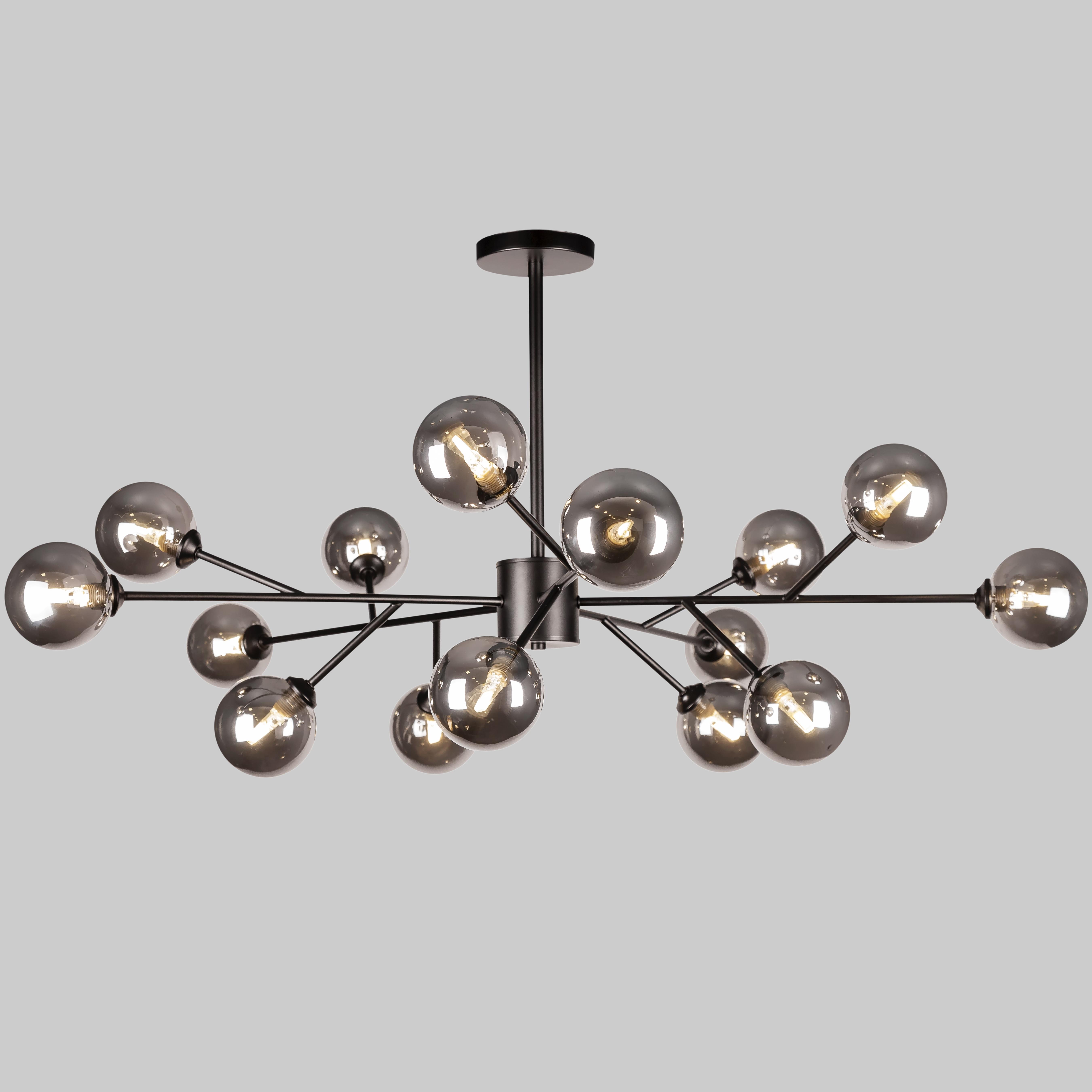 Люстра современная на 15 плафонов Черный (52-9806-15 BK+BK) Люстра современная на 15 плафонов Черный (52-9806-15 BK+BK)