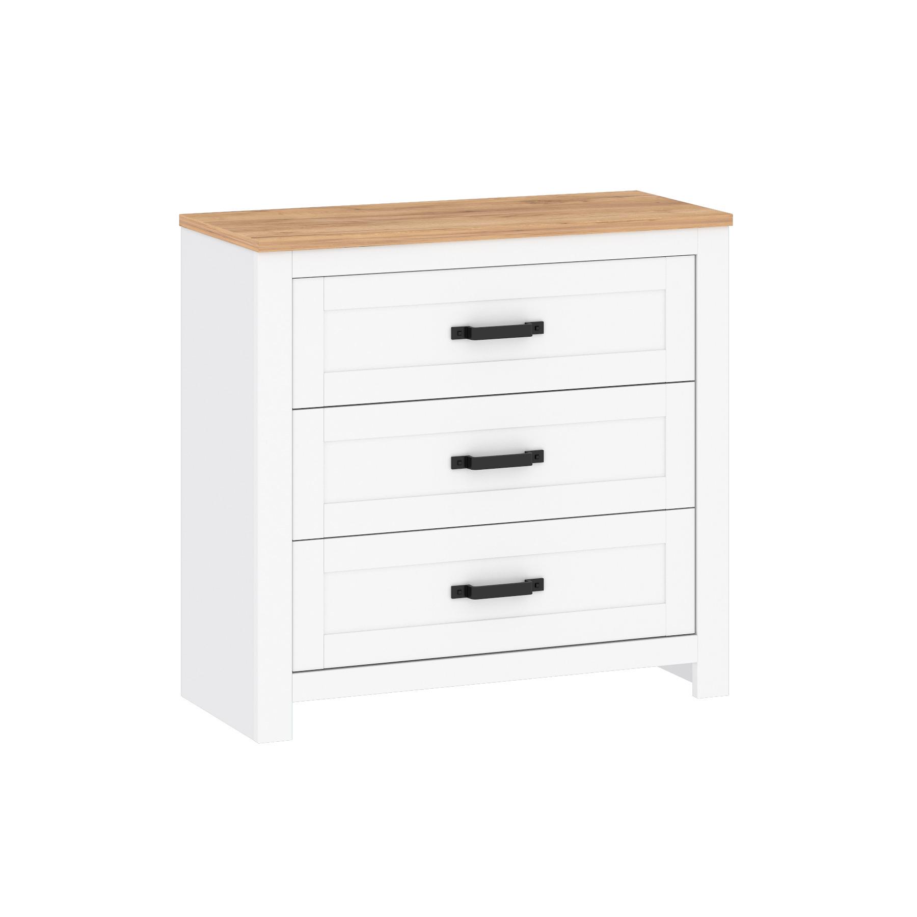 Комод Blonski 3Ш Lanzette G из ДСП/МДФ Нимфея альба/Дуб крафт золотой (41148) Комод Blonski 3Ш Lanzette G из ДСП/МДФ Нимфея альба/Дуб крафт золотой (41148)